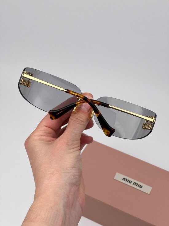 Miu Miu Women’s Sunglasses – Gold Grey Rectangle Rimless (MUA51S 5AK50K) main image 7